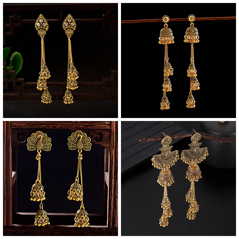 Nowe złote kolczyki Jhumka z d – Indian Wedding Supply recenzja i cena
