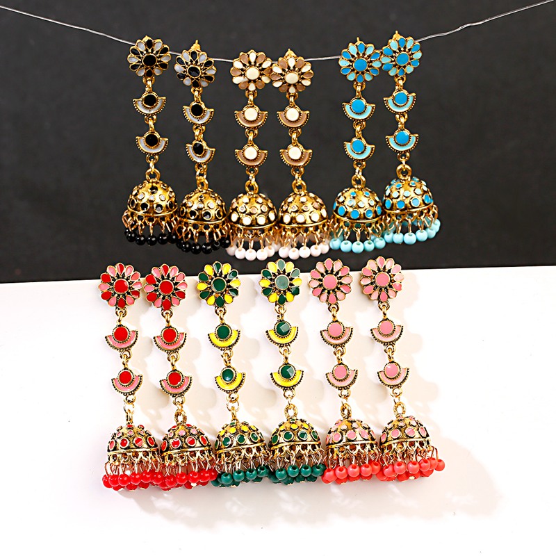 Jhumka Jhumki wielokolorowe ko – Indian Wedding Supply recenzja i cena