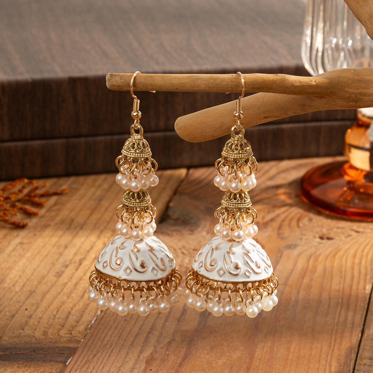 Retro Etniczne Złote Kolczyki  – Indian Wedding Supply recenzja i cena